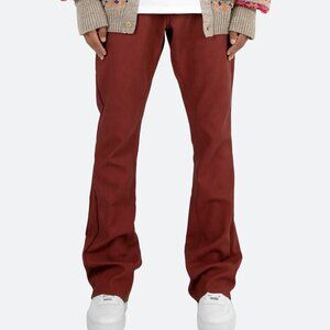 mnml B460 Leather Flare Pants - Burgundy Size 32